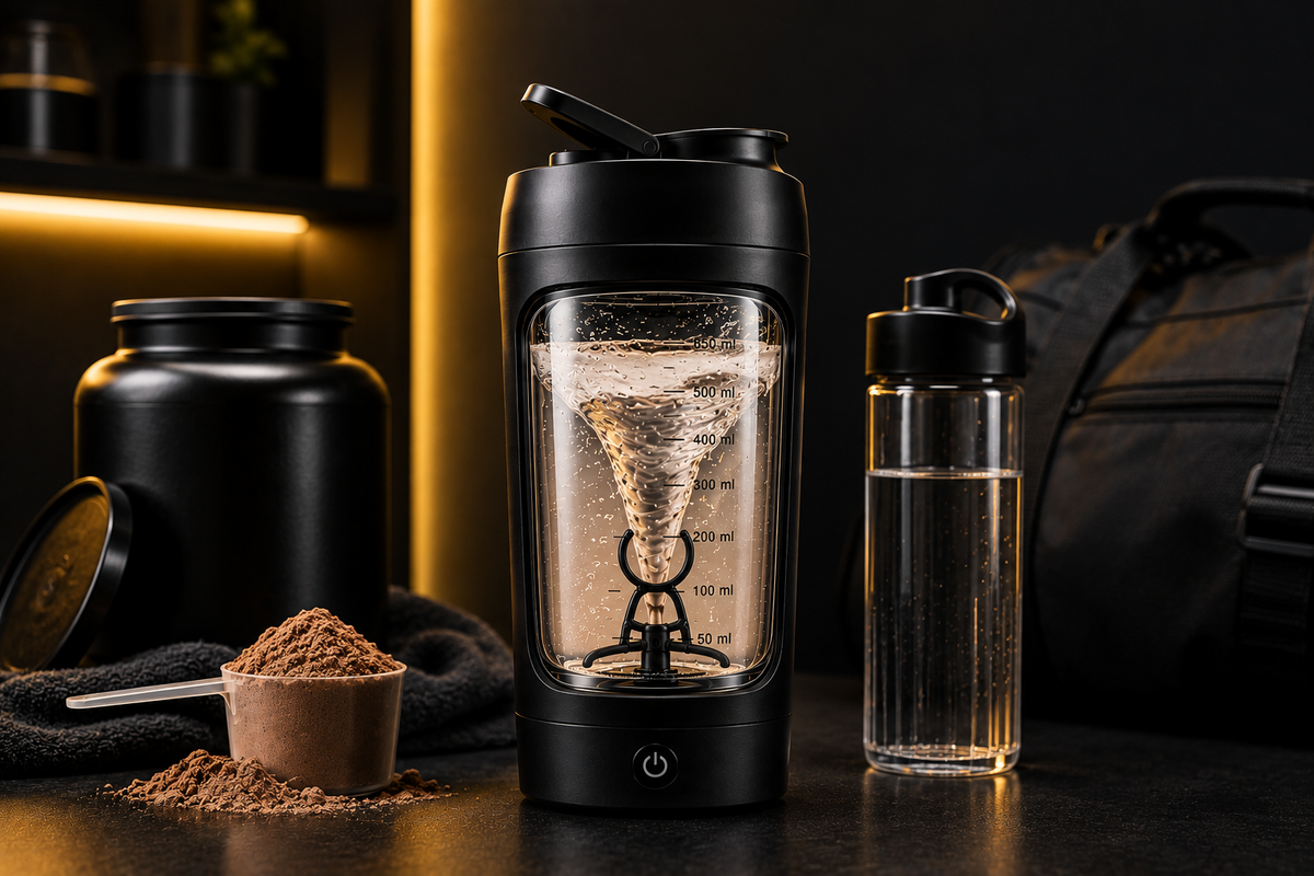 Proteinshake-Zubereitung mit dem AlphaDistrict Shaker