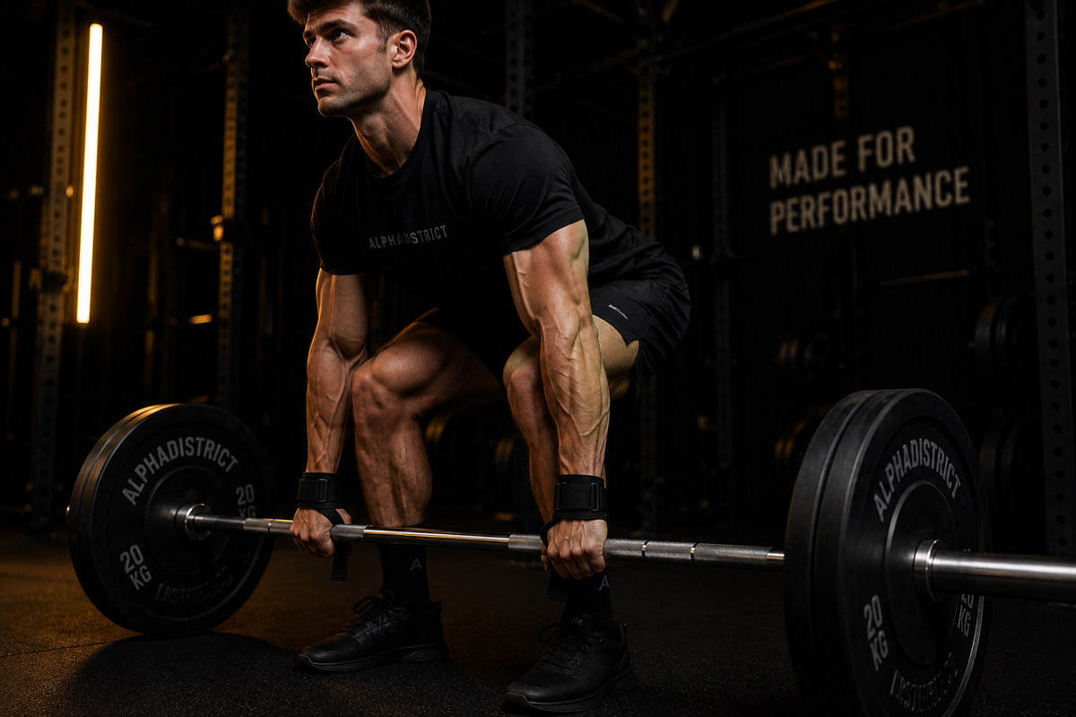 Athlet beim Kreuzheben mit ALPHADISTRICT Lifting Straps